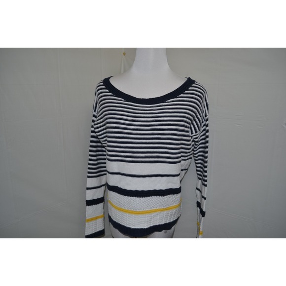 Promod Women Blue White Yellow Knit Sweater Size XL - Picture 1 of 3